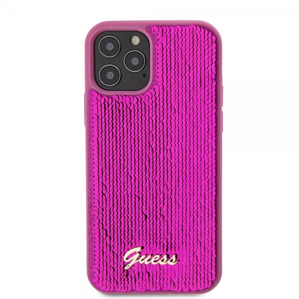 Guess iPhone 12/iPhone 12 Pro Cover Sequin Fuschia