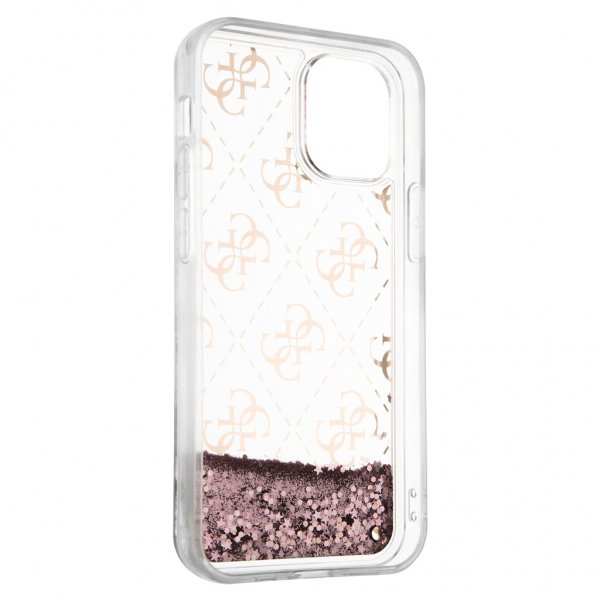 Guess iPhone 12 Mini Cover Liquid Glitter Rosa