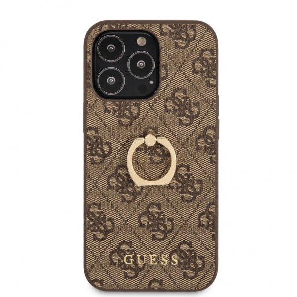 Guess iPhone 13 Pro Cover Ring Stand Brun