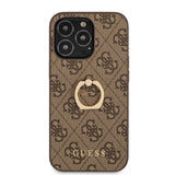 Guess iPhone 13 Pro Cover Ring Stand Brun