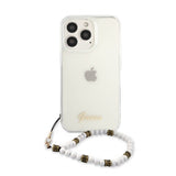 Guess iPhone 13 Pro Cover Pearl Handle Script Logo Hvid