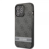Guess iPhone 13 Pro Cover Printed Stripe Bottom Grå