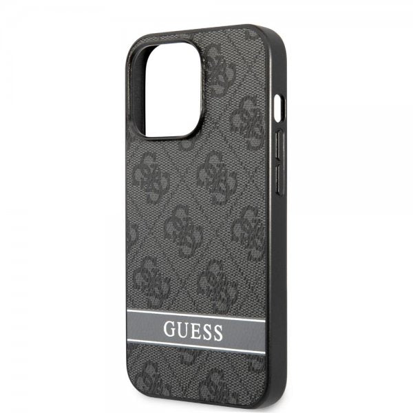 Guess iPhone 13 Pro Cover Printed Stripe Bottom Grå