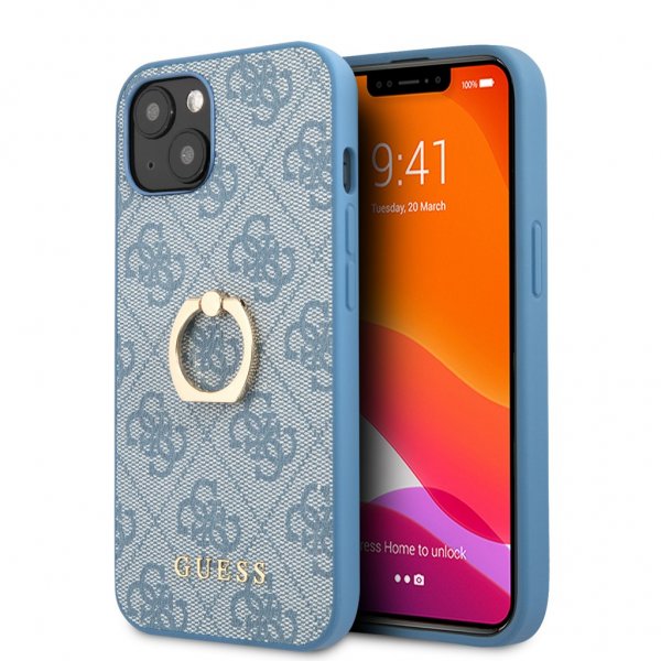 Guess iPhone 13 Cover Ring Stand Blå