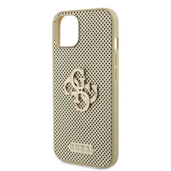 Guess iPhone 13 Cover Perforated Glitter Guld