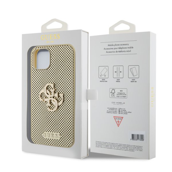 Guess iPhone 13 Cover Perforated Glitter Guld