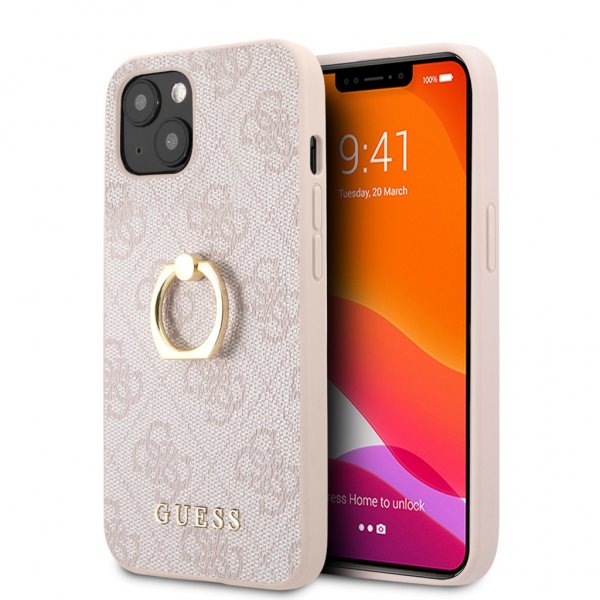Guess iPhone 13 Mini Cover Ring Stand Rosa
