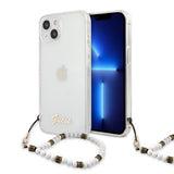 Guess iPhone 13 Mini Cover Pearl Handle Script Logo White