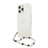 Guess iPhone 13 Pro Max Cover Pearl Handle Script Logo Hvid