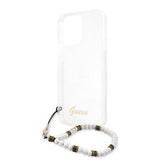 Guess iPhone 13 Pro Max Cover Pearl Handle Script Logo Hvid
