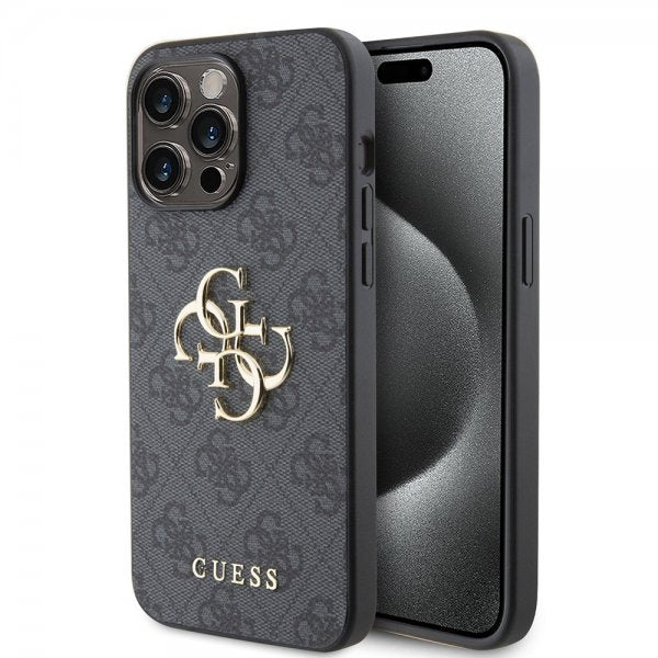 Guess iPhone 15 Pro Max Cover 4G Logo Grå