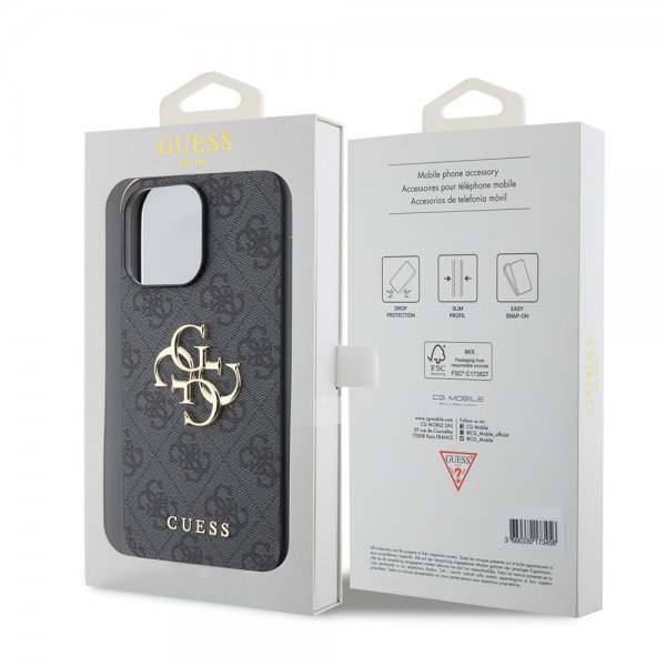 Guess iPhone 15 Pro Max Cover 4G Logo Grå