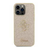 Guess iPhone 15 Pro Max Cover Fixed Glitter Guld