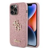 Guess iPhone 15 Pro Max Cover Fixed Glitter Rosa