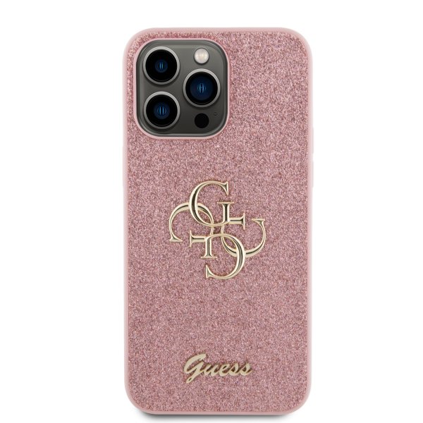 Guess iPhone 15 Pro Max Cover Fixed Glitter Rosa