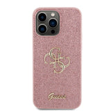 Guess iPhone 15 Pro Max Cover Fixed Glitter Rosa