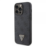 Guess iPhone 15 Pro Max Cover Metal Logo Rhinstens Crossbody Strap Sort