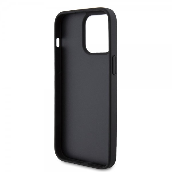 Guess iPhone 15 Pro Max Cover Metal Logo Rhinstens Crossbody Strap Sort