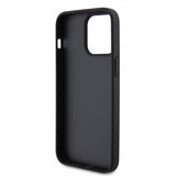 Guess iPhone 15 Pro Max Cover Metal Logo Rhinstens Crossbody Strap Sort