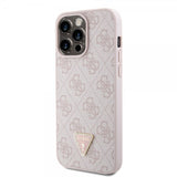 Guess iPhone 15 Pro Max Cover Metal Logo Rhinstens Crossbody Rem Pink