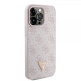 Guess iPhone 15 Pro Max Cover Metal Logo Rhinstens Crossbody Rem Pink