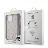Guess iPhone 15 Pro Max Cover Metal Logo Rhinstens Crossbody Rem Pink