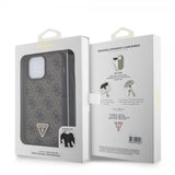 Guess iPhone 15 Pro Max Cover Metal Logo Rhinstens Crossbody Strap Brun