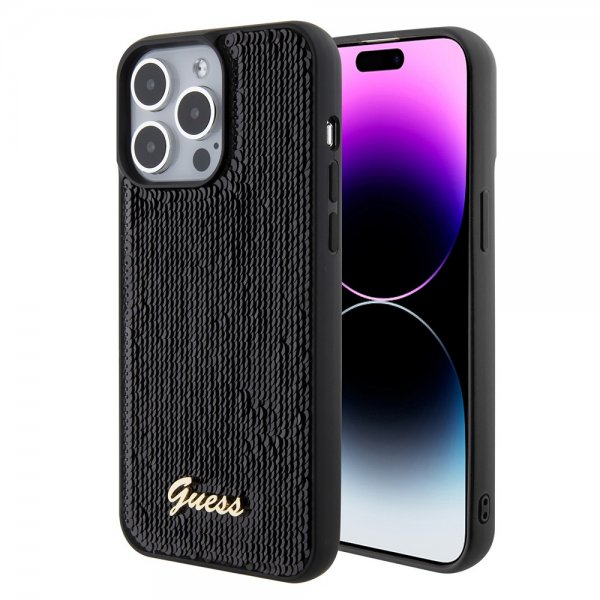 Guess iPhone 15 Pro Max Cover Paillet Sort