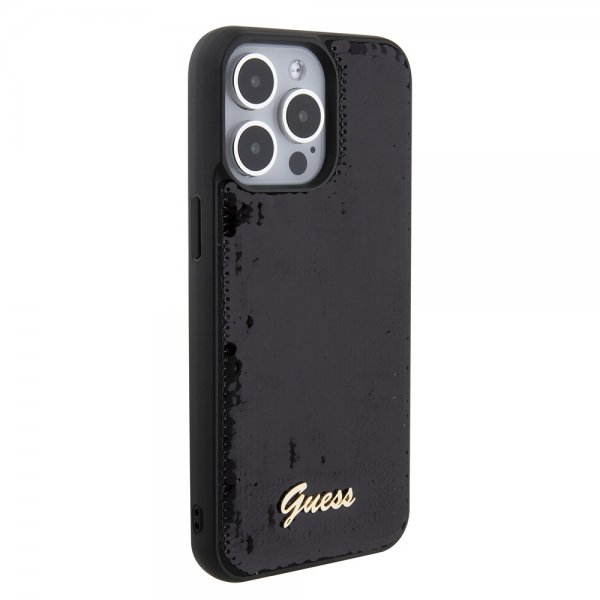 Guess iPhone 15 Pro Max Cover Paillet Sort