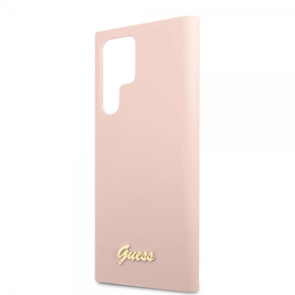 Guess Samsung Galaxy S22 Ultra Cover Script Metal Logo Pale Pink