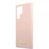 Guess Samsung Galaxy S22 Ultra Cover Script Metal Logo Pale Pink