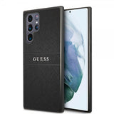 Guess Samsung Galaxy S22 Ultra Cover Saffiano Metal Logo Sort