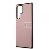Guess Samsung Galaxy S22 Ultra Cover Saffiano Metal Logo Rosa