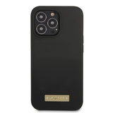 Guess iPhone 13 Pro Max Cover Silikone Metalplade MagSafe Sort