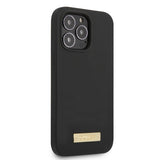 Guess iPhone 13 Pro Max Cover Silikone Metalplade MagSafe Sort