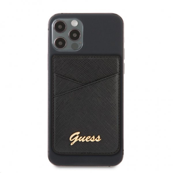 Guess Magnetisk Kortholder Metal Logo MagSafe Sort