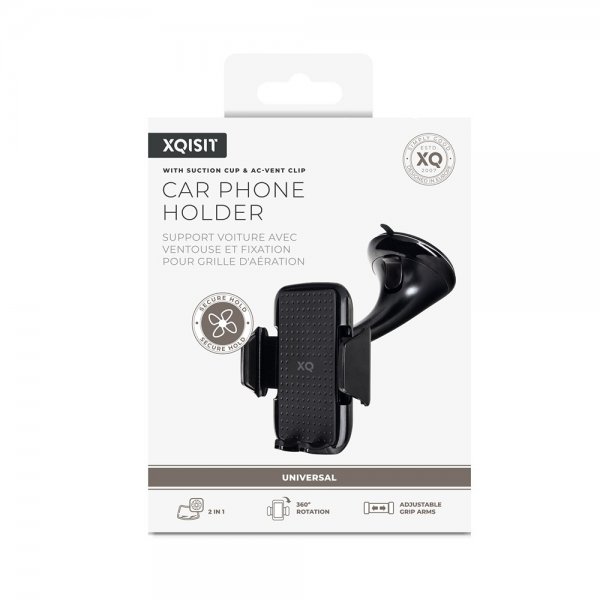 Xqisit Holder Biltelefonholder med Sugekop & AC-udluftningsclips