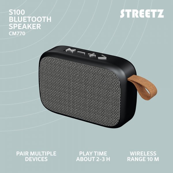 Streetz Højttaler S100 Portable Compact Bluetooth-højttaler Sort