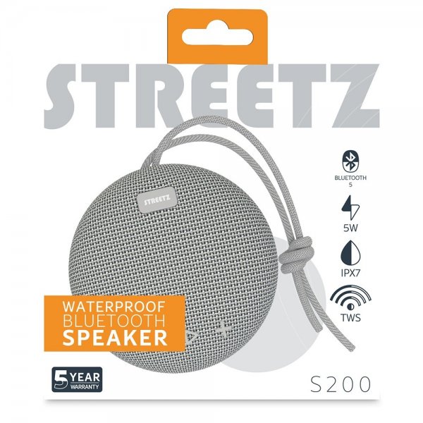 Streetz Højttaler S200 Vandtæt Bluetooth Højttaler Grå