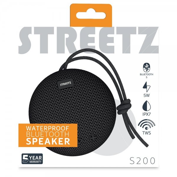 Streetz Højttaler S200 Vandtæt Bluetooth Højttaler Sort