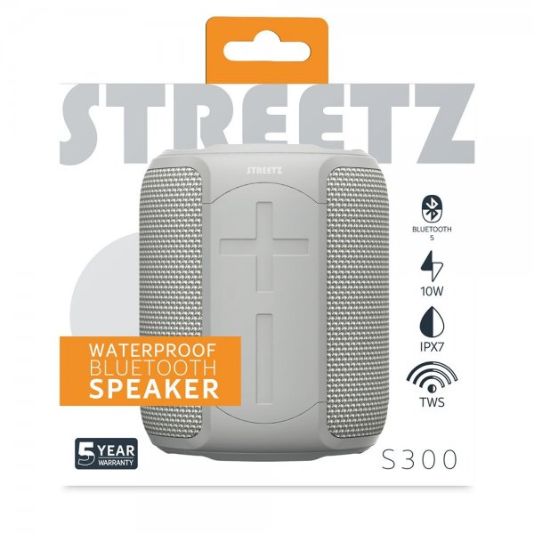 Streetz Højttaler S300 Waterproof Bluetooth Højttaler Grå