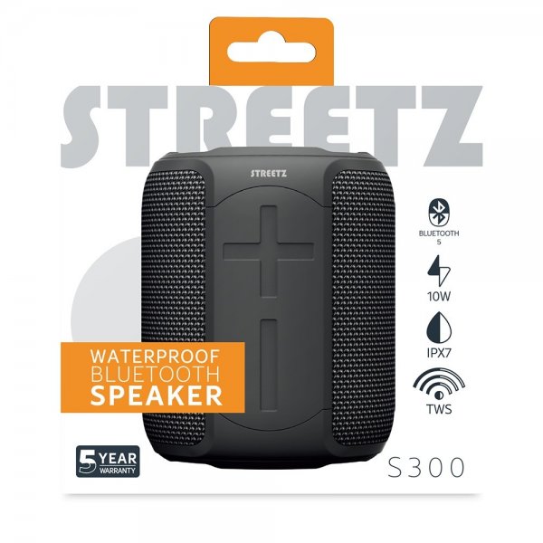 Streetz Højttaler S300 Vandtæt Bluetooth Højttaler Sort