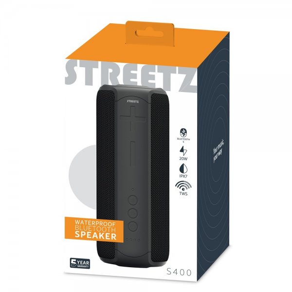 Streetz Højttaler S400 Vandtæt Bluetooth Højttaler Sort