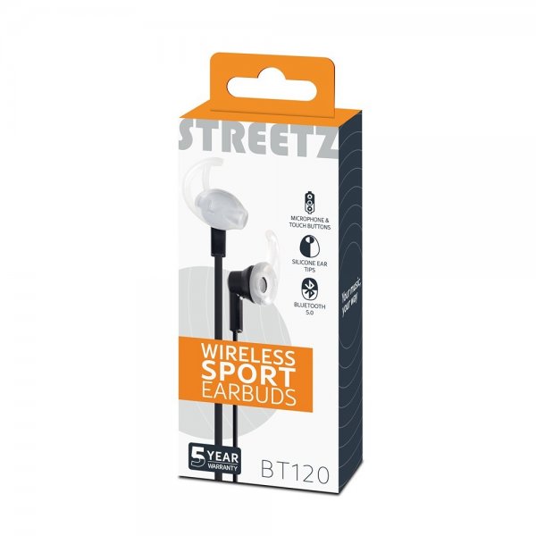 Streetz Høretelefoner BT120 Wireless Sport Earbuds Sort