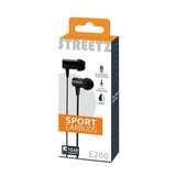 Streetz Høretelefoner E200 Sport Earbuds 3.5mm Sort