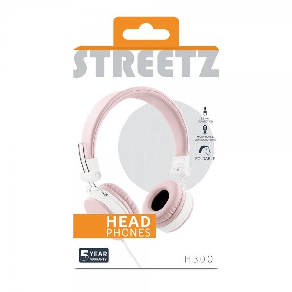 Streetz Høretelefoner H300 Hovedtelefoner 3.5mm Lyserød