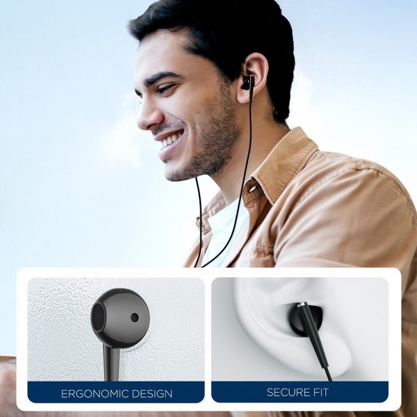 Joyroom Hovedtelefoner JR-EW04 Wired Earphones 3.5mm Sort