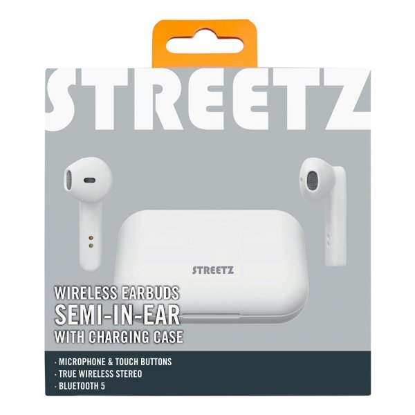 Streetz Høretelefoner T110 Wireless Earbuds Semi-In-Ear Hvid
