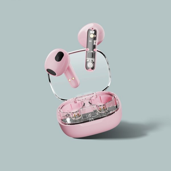 Streetz Hovedtelefoner T150 Transparent True Wireless Earbuds Rosa