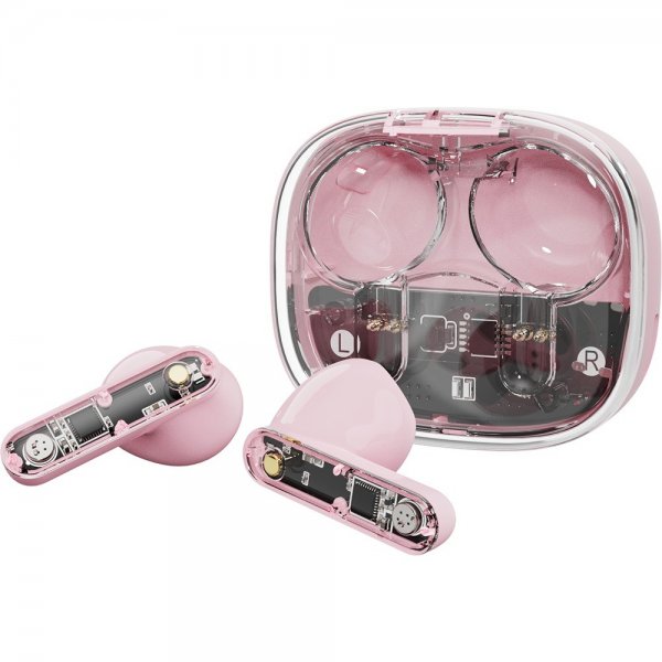 Streetz Hovedtelefoner T150 Transparent True Wireless Earbuds Rosa